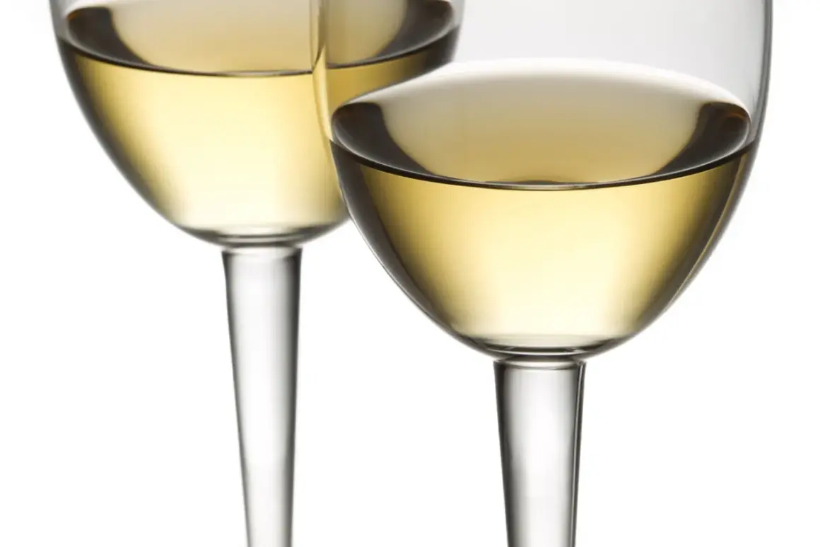 Dwa kieliszki z białym winem, idealne na wieczór z Rieslingiem i Chardonnay.